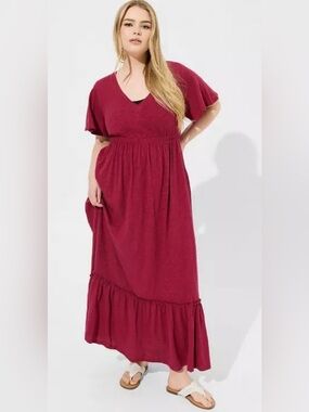 Torrid Maxi Cotton Slub Babydoll Beach Dress